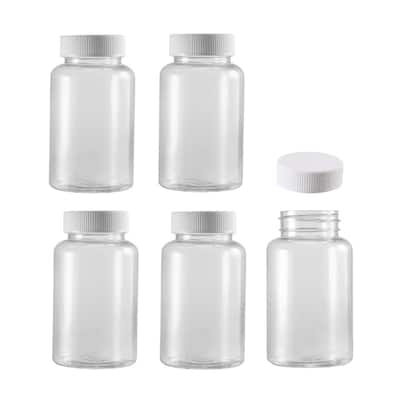 Plastic Lab Chemical Reagent Bottle Sample Sealing Container 5pcs - White, Transparent