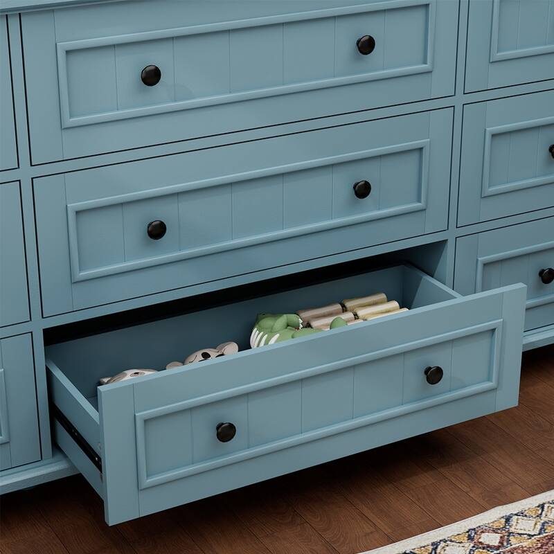 Vintage 9-Drawer Dresser Retro Storage Cabinet with Solid Legs