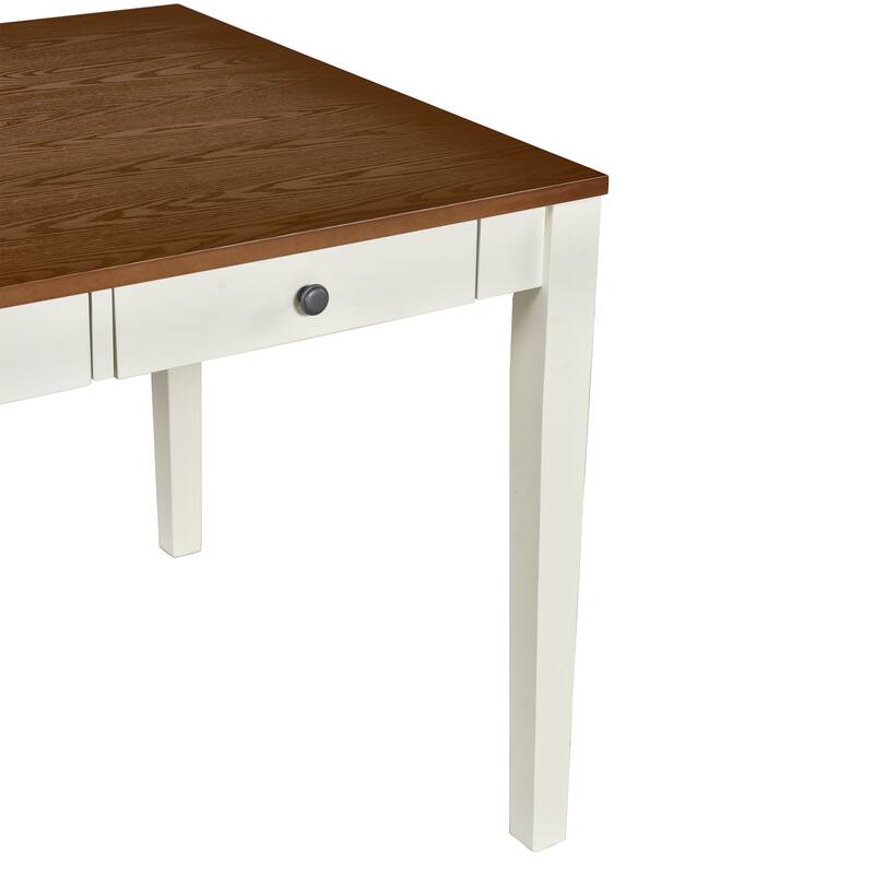 Roomfitters Mid-Century 6-Piece Wood Dining Table Set with Upholstered Chairs and Bench