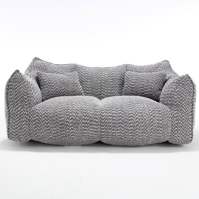 73.2" Chenille Oversized Beanbag Sofa Chair with High-Resilience Foam, Armrests and Handles