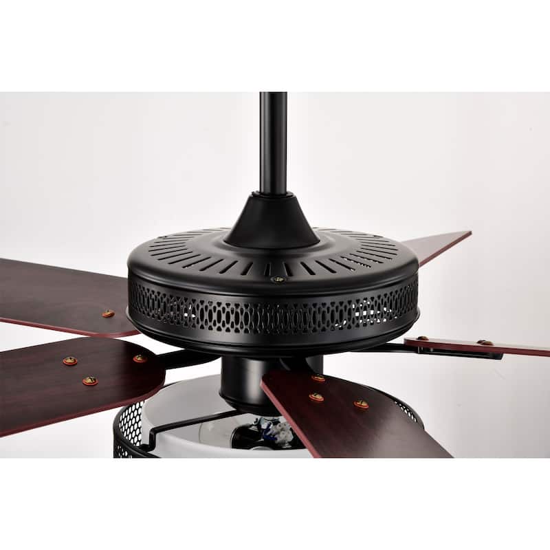 Alistair Matte Black Lighted Ceiling Fan Wooden 5-Blade with Remote