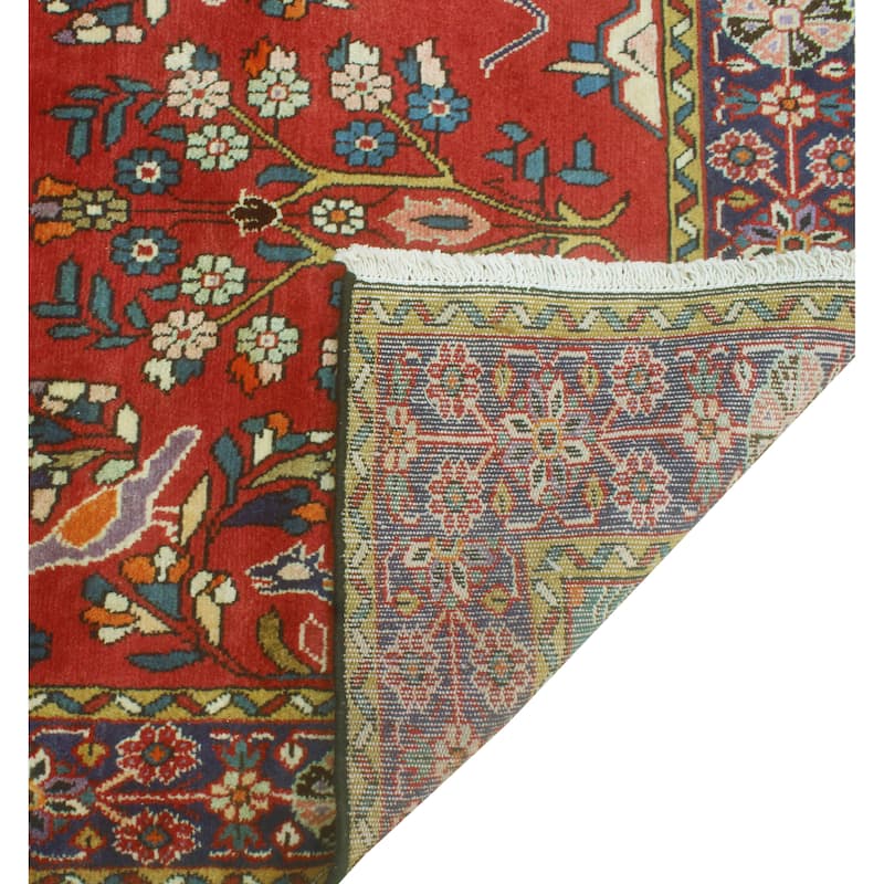 Fine Vintage Distressed Ajar Red/Navy Runner - 3'5" x 8'9"