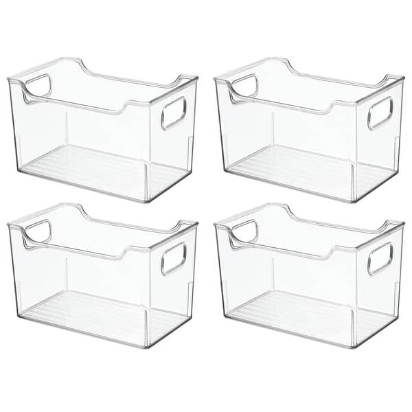 mDesign Plastic Home Closet Storage Organizer Bin with Handles - 4 Pack -  Clear
