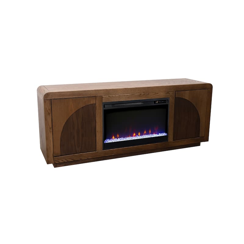 Bridgevine Home Eclipse 65 inch Fireplace TV Stand, for TVs up to 75 inches, Two-Tone Finish