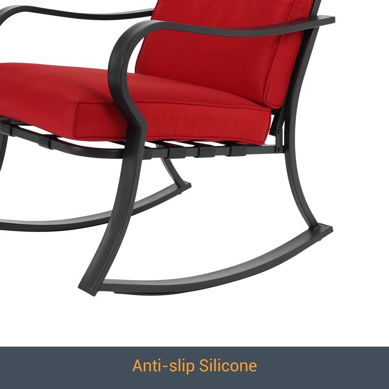 Bonosuki Outdoor 3-piece Rocking Chair Patio Bistro Set with Side Table