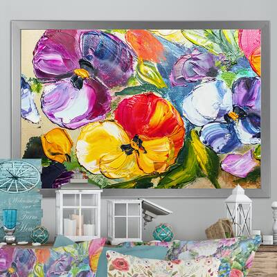 Designart 'Sunlife Yellow Flowers Painting III' Traditional Framed Wall Decor