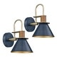 preview thumbnail 4 of 17, Rustic Gooseneck Wall Sconces, Wall Light, Hammered Metal Shade 2 Pack/Large - Navy Blue