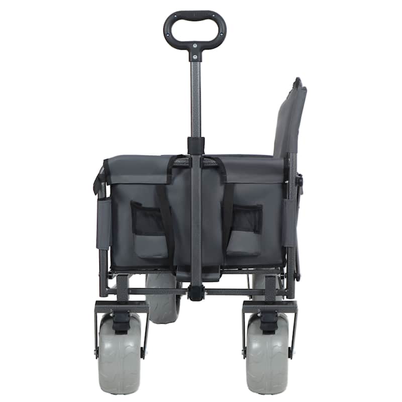 3-in-1 Folding Wagon Cart with Bench Seat - Grey