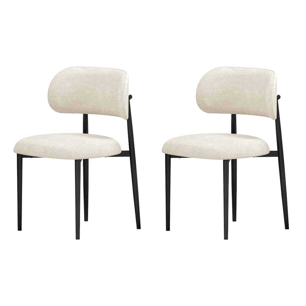 Vibe Upholstered Dining Chair with Black Metal Legs (Set of 2)