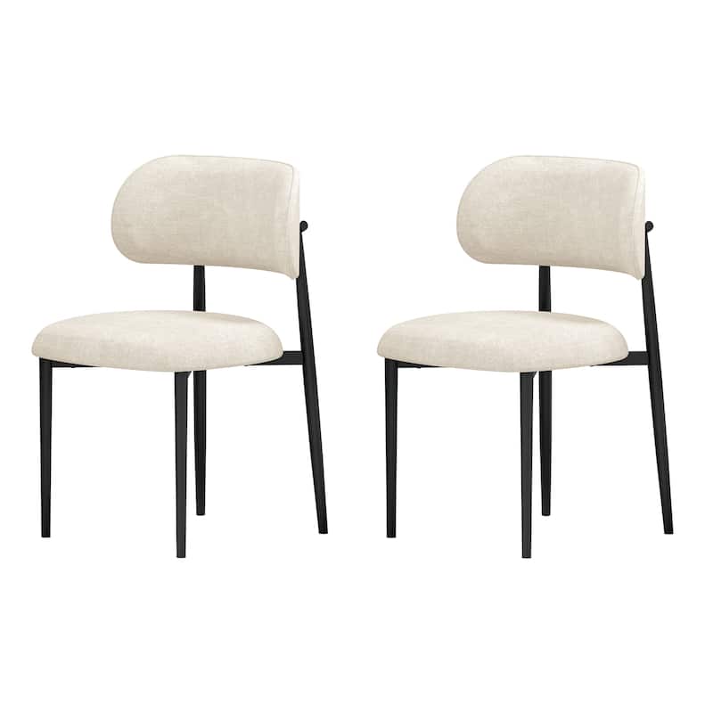 Vibe Upholstered Dining Chair with Black Metal Legs (Set of 2) - Beige