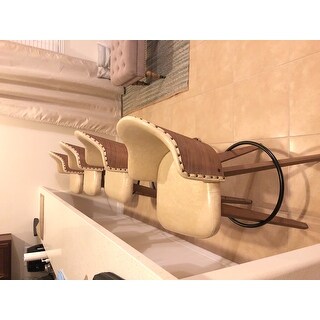 Corvus Metz Mid-century Bonded Leather Swivel Bar Stool (Set of 2)