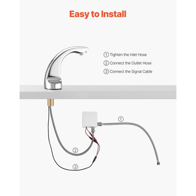 Silver Touchless Bathroom Sink Faucet with Infrared Sensor and Easy Installation - 6.3 x 1.8 x 5.7 in