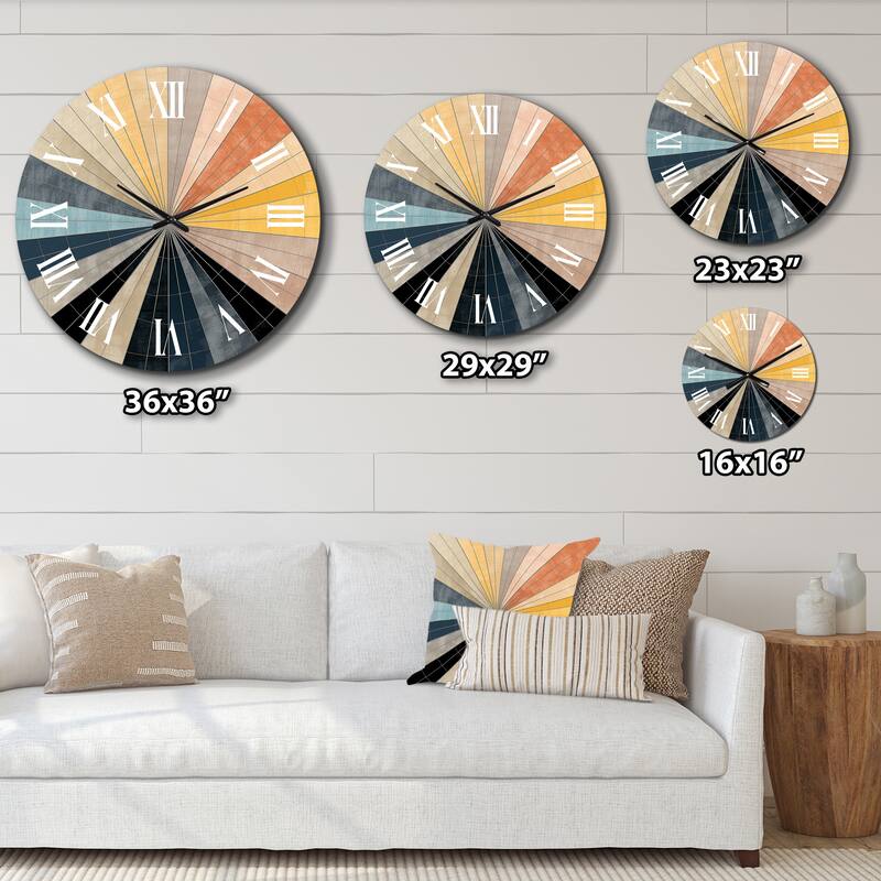Designart "Mid-Century New Balance Abstract Geometrics III" Modern Midcentury Oversized Wall Clock