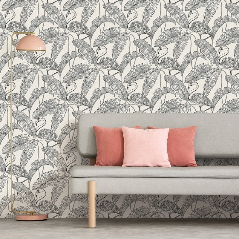 Fine Decor Mulholland White Flamingo Wall - 20.5 x 396 x 0.025