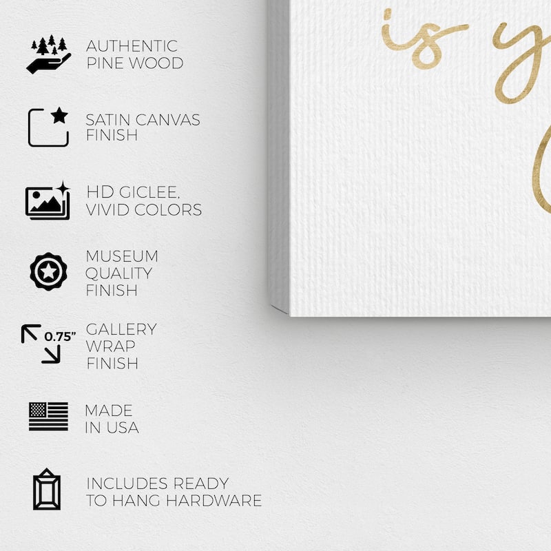 Wynwood Studio Canvas Typography and Quotes Yet to Come White and Metallic Gold Glam Wall Art Canvas Print