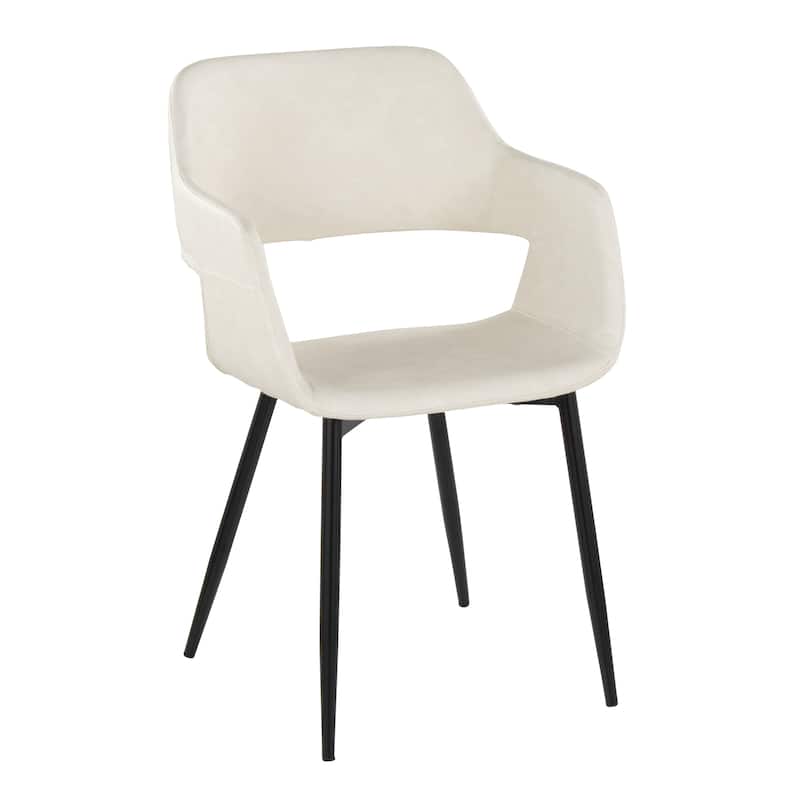 Porch & Den Vallen Dining Chair with Metal Legs (Set of 2) - Cream Faux Leather/Black Metal