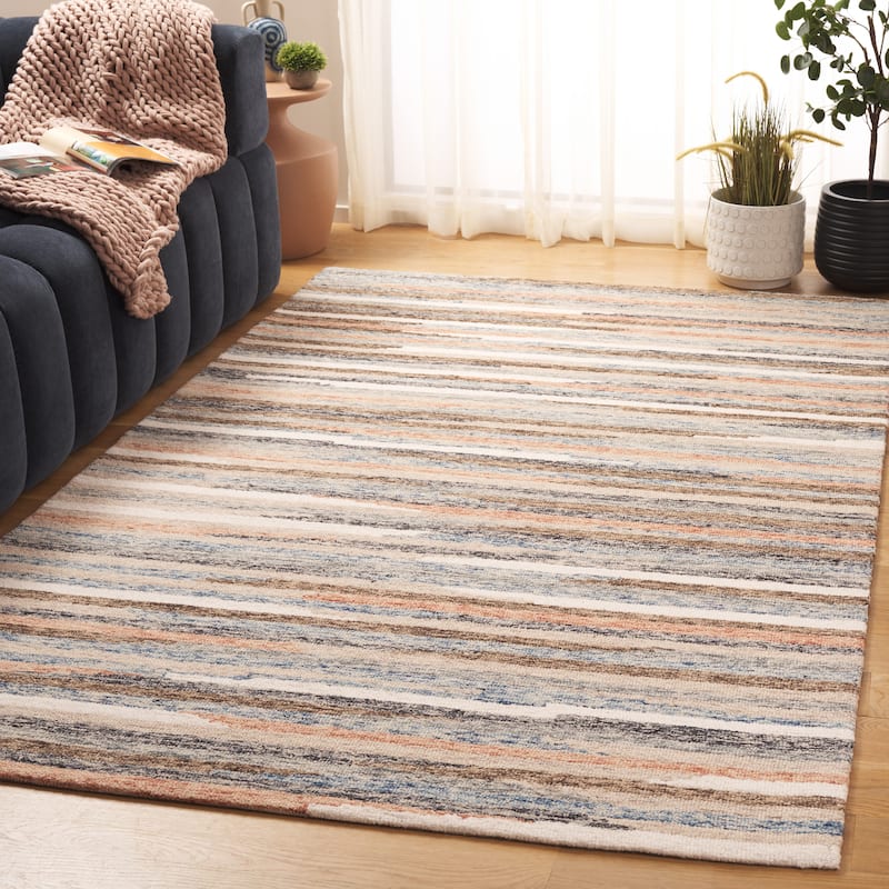 SAFAVIEH Handmade Ebony Liisa Wool Rug - Rust/Beige - 6' x 9'