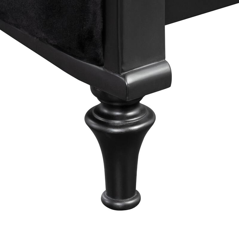 Furniture of America Seabliss Glam 4-Piece Black Solid Wood Panel Bedroom Set