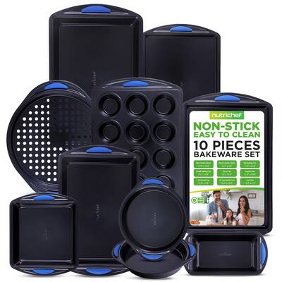 10-Piece Nonstick Bakeware Set - Heavy Duty Carbon Steel Baking Trays