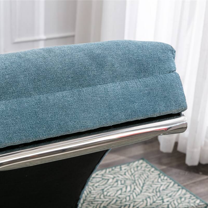 Blue Modern 21.65" High Back Upholstered Chaise Lounge Chair with Remote Control and Ergonomic Electric Massage