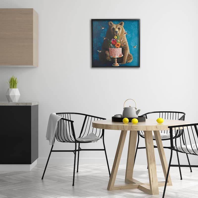 Stupell Bear with Sweet Dessert Cake Framed Giclee Art Design By Heather Gauthier
