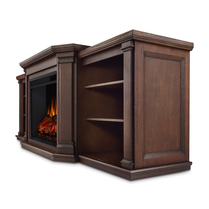Valmont 74" Electric TV Stand Fireplace Chestnut Oak by Real Flame