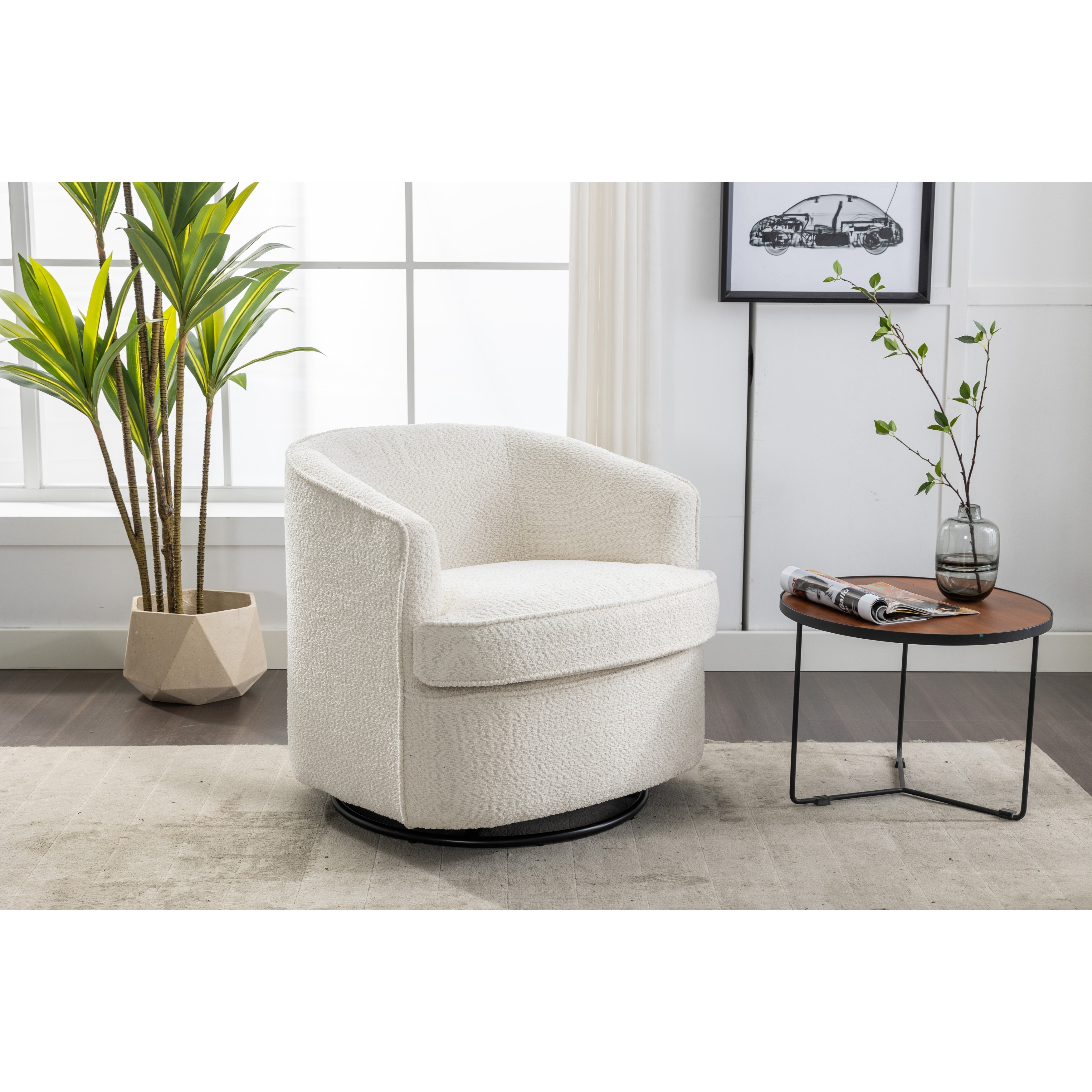 360 Degree Swivel Arm Chair Round Accent Chair Cuddle Barrel Chair ...