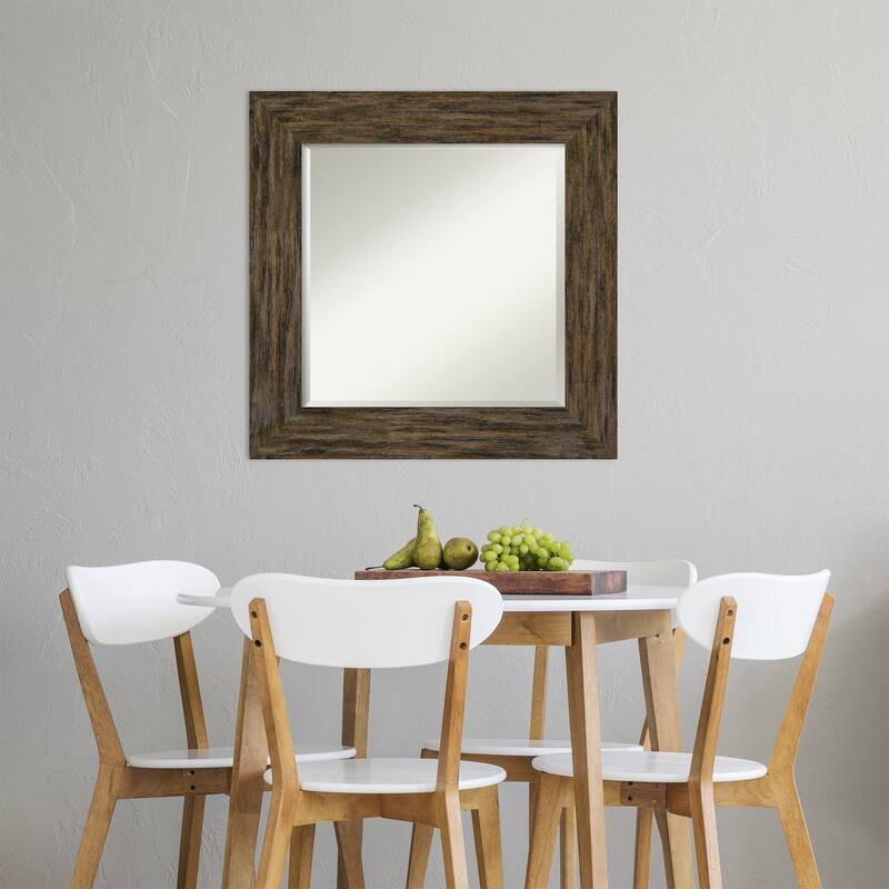 Beveled Wood Wall Mirror - Fencepost Brown Frame