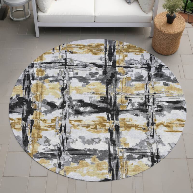 Machine Washable Indoor/ Outdoor Casual Fowler Chantille Rug - Gray - 8' x 8'