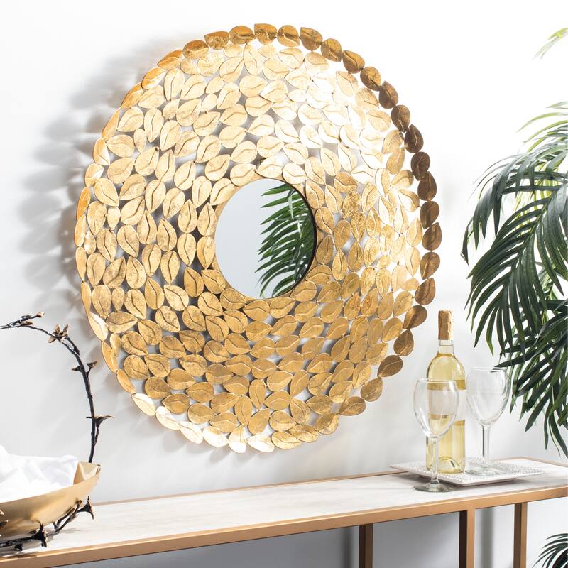 SAFAVIEH Cherelle Gold 31-inch Round Decorative Mirror - 30.5" x 30.5" x 1" - 31Wx31Dx1H