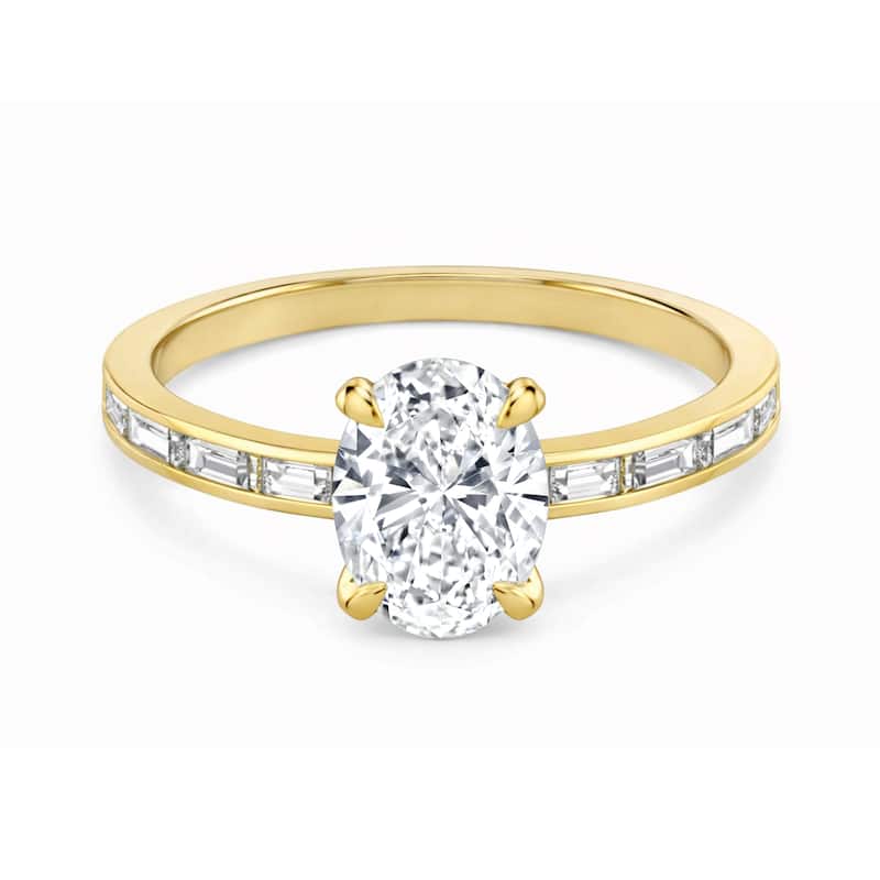Auriya 14K Gold Baguette Channel Oval Diamond Engagement Ring 1.00 - 5.00ct. tw. (F-G, VS) - 4.00 carats - 5 - Yellow