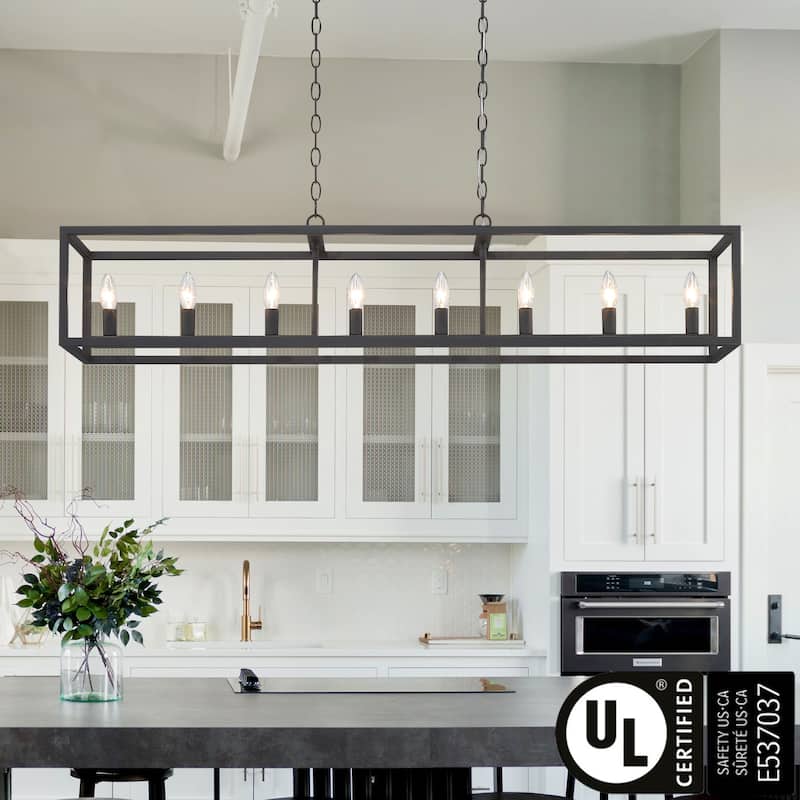 Acroma 8 - Light Kitchen Island Linear Chandelier-UL Certified - N/A - Aged Zinc