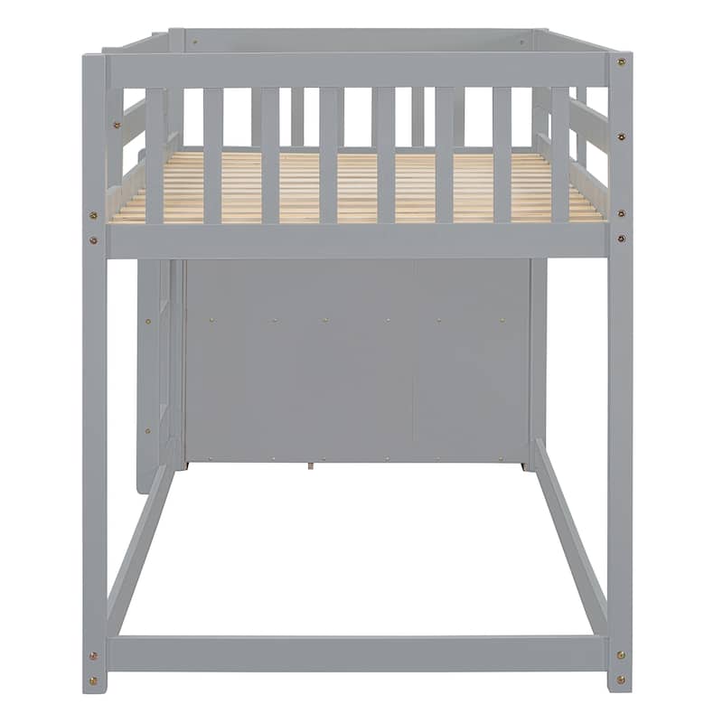 Twin Over Twin Bunk Bed with Storage Drawers and Shelves - Perfect for Sleepovers