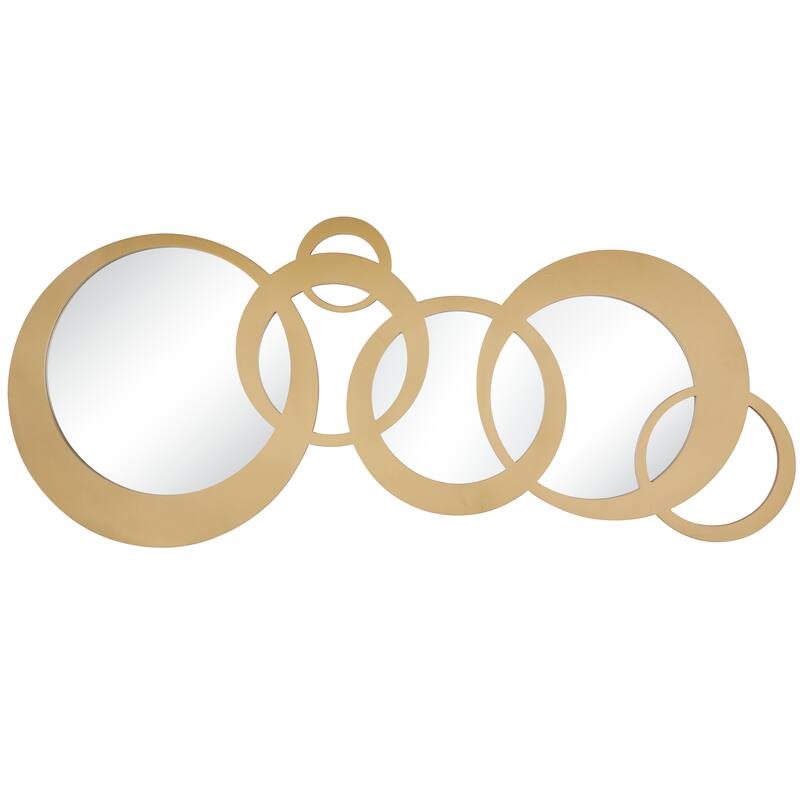 Wooden Geometric Circles Wall Mirror - Gold - Roche River Decor - 1"W x 56"L x 23"H