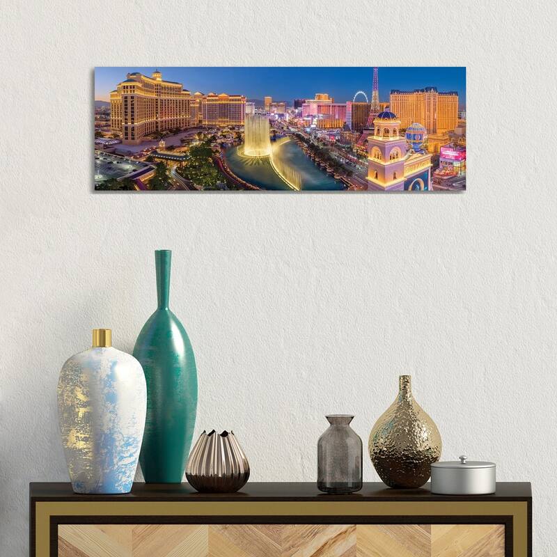 iCanvas "Las Vegas Dancing Fountains At Night" by Susanne Kremer Canvas Print - 12x36x1.5