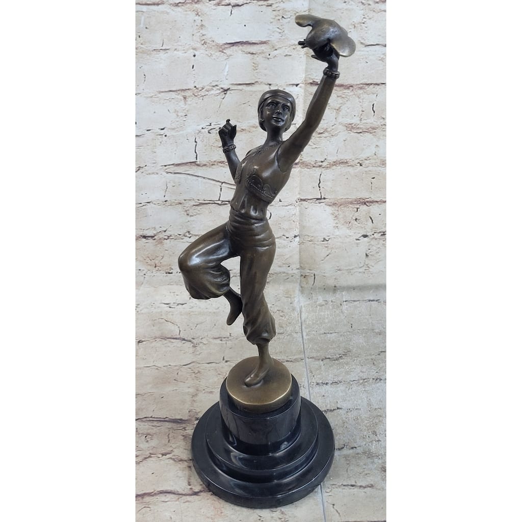 Parrot Girl Bronze Figure Statue Sculpture After Paul Philippe Dancer Girl Bird