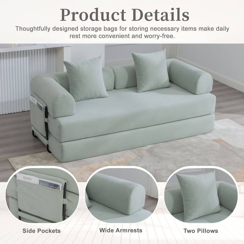 Foldable and compressible sofa, featuring a sturdy metal frame, It allows you to freely create a personalized leisure area
