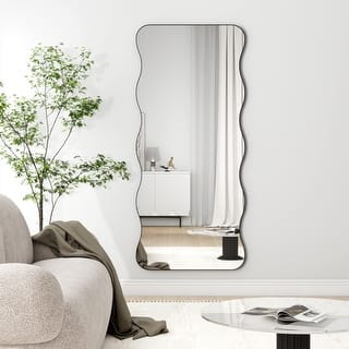 Sleek Curved Full-Length Floor Mirror