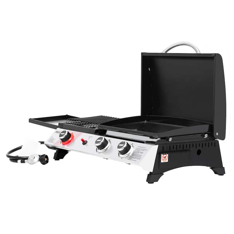 Royal Gourmet 3-Burner Grill and Griddle Combo Station with Lid