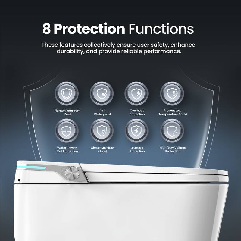 Yecla Elongated Smart Bidet Toilet Combo with LED screen display,ADA Chair Height, Heated Seat, Dryer & Foot/Remote Flush