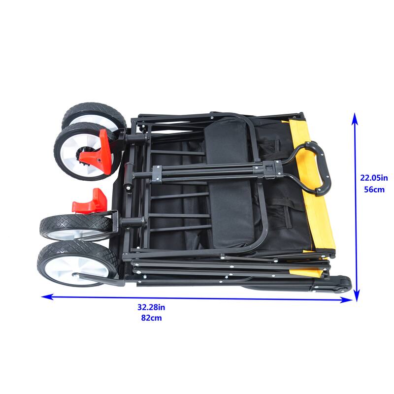 Heavy-Duty Collapsible Outdoor Utility Wagon with Drink Holder and Adjustable Handles