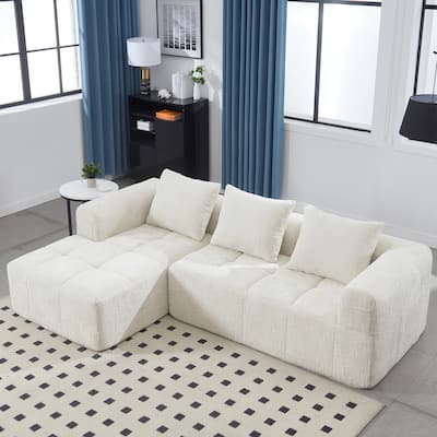 98.42" Modular L-Shaped Sofa with Chaise, Side Pockets, No Compression