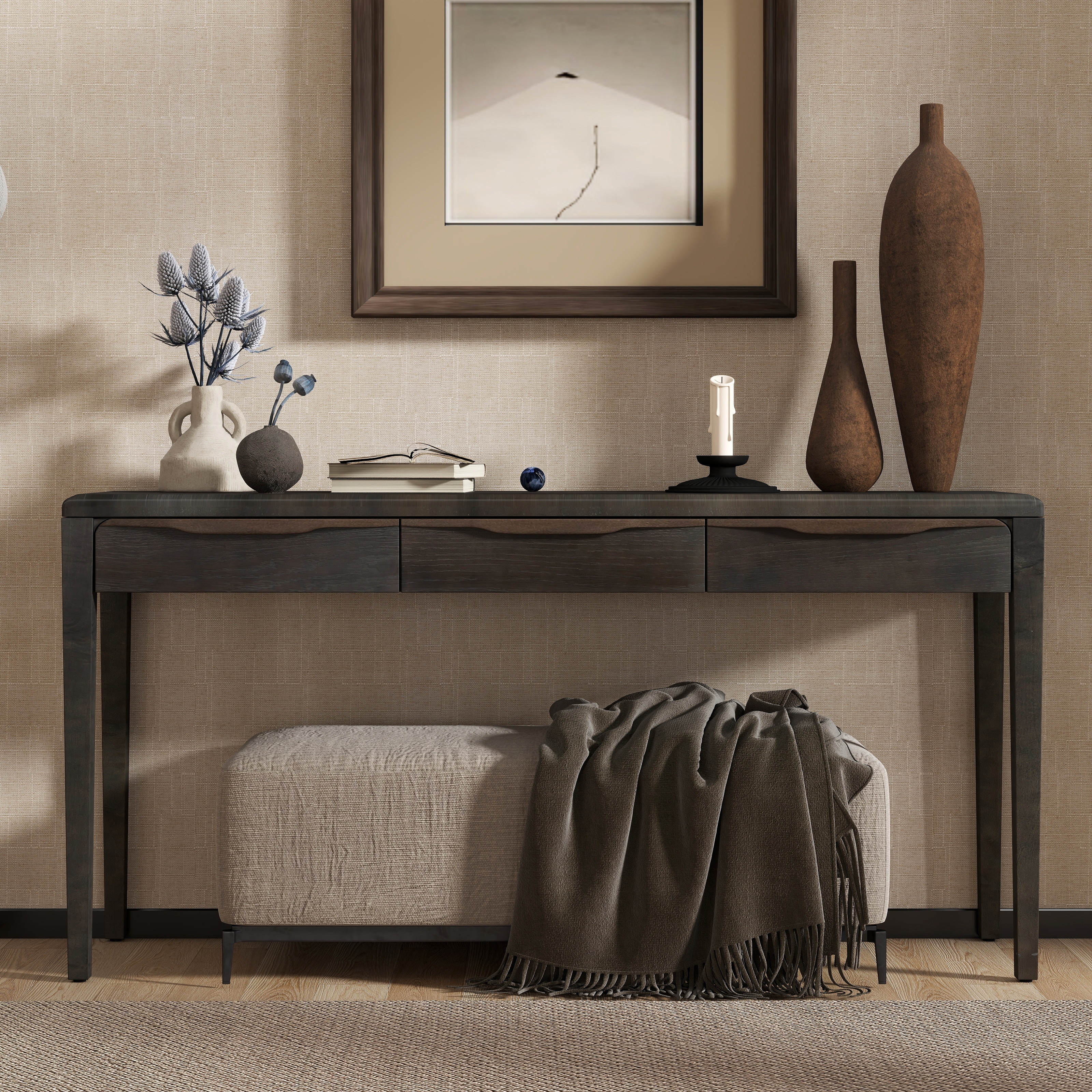 Elegant Console Table with Oak Veneer