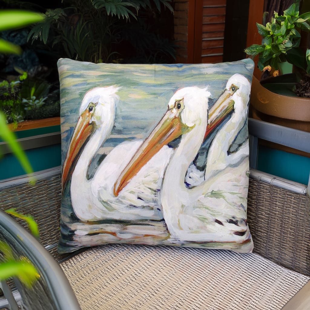 Magnolia Casual Outdoor Pillow 3 Pelicans Swimming 18x18