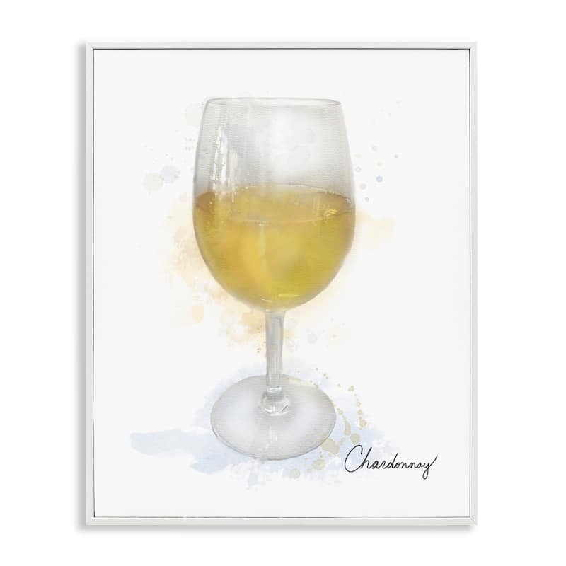 Stupell Modern Chardonnay in Glass Framed Giclee Art Design By Matthew Piotrowicz - 24 x 30 - White