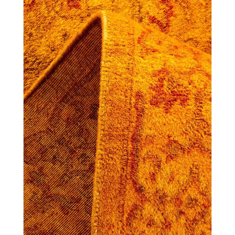Overton Hand Knotted Wool Vintage Inspired Modern Contemporary Overdyed Gold Runner Rug - 2' 6" x 9' 4"