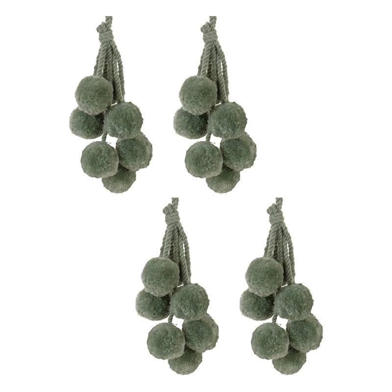 Pom Pom Cluster Drop Christmas Ornaments - 14.75" - Green - 4ct
