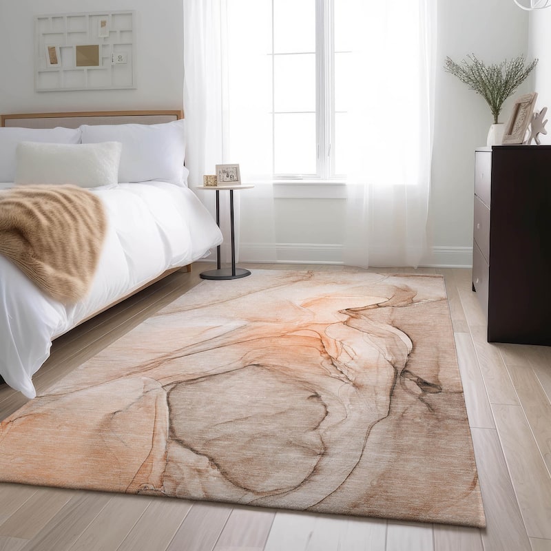 Premium Washable Super Soft Abstract Contemporary Mayfield Rug - Orange - 9' x 12' - Rectangle