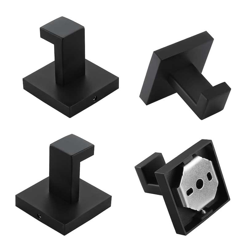Wall Mounted 4-Piece Towel Hook Square Robe Hooks in Stainless Steel