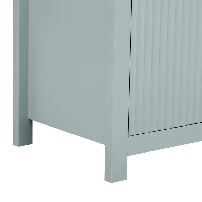 Roomfitters Sideboard Buffet Cabinet with 2 Drawers, 4 Door Mid-century Modern Fluted Storage for Kitchen & Dining Room, Cyan